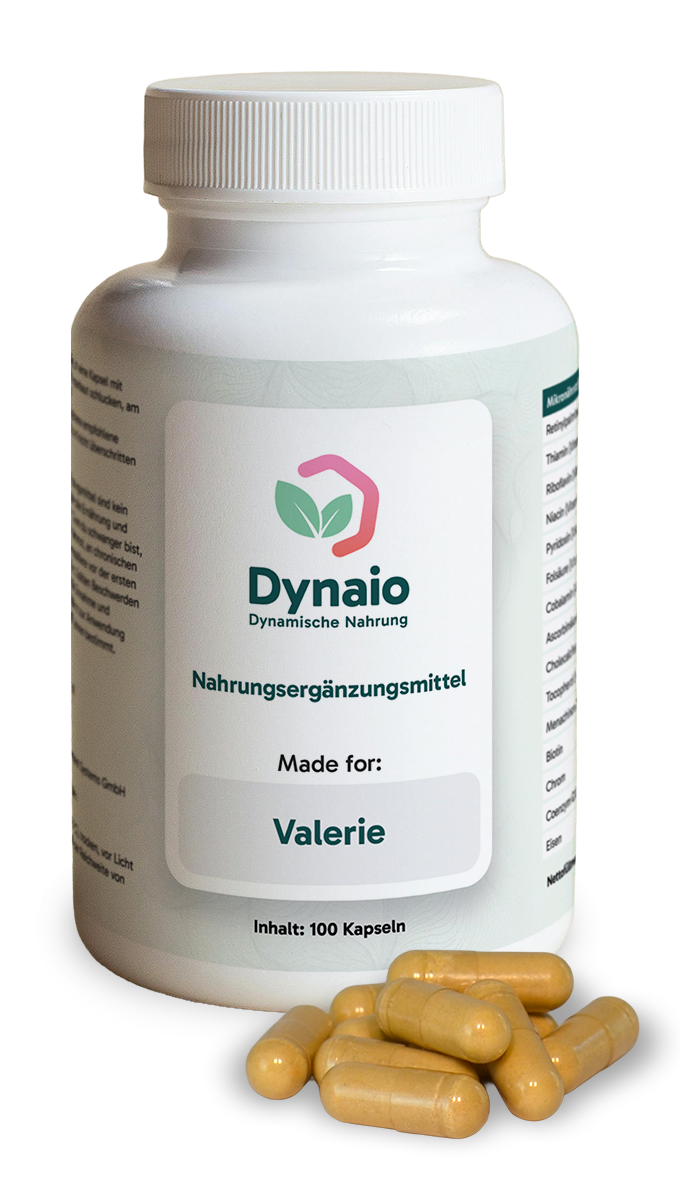 Dynaio-Nahrungsergänzungsmittel-Dose personalisiert ‚Made for: Valerie‘ (100 Kapseln).